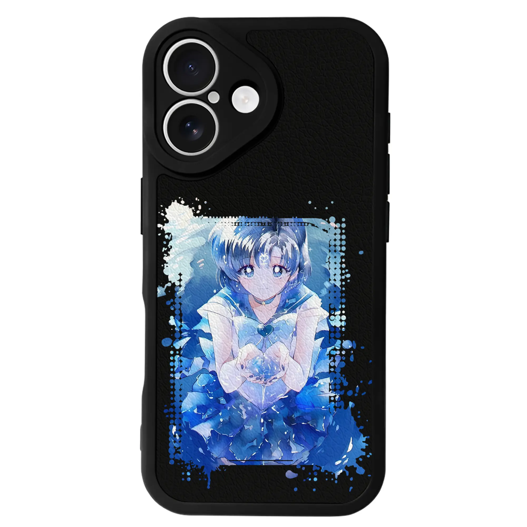 美少女戦士セーラームーン グッズ 水野 亜美 - IPhone 16シリーズ対応 ・ シリコンスマホケース ・ レザー調 ・ 高精度フィット ・ 耐衝撃 ・ ワイヤレス充電対応 ・ 精密カット